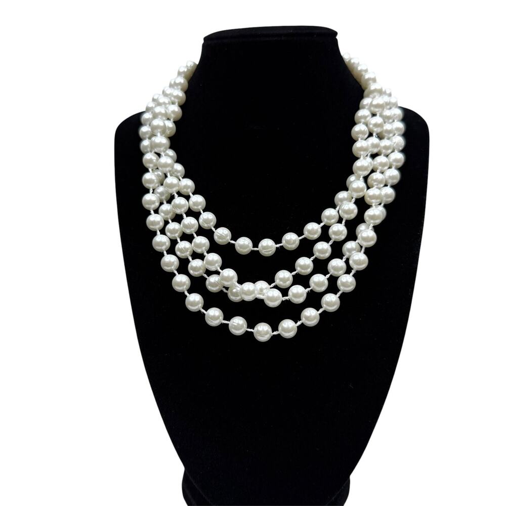 Elegant Long Faux Pearl Necklace Long Strand Statement Fashion Jewelry 35 in L